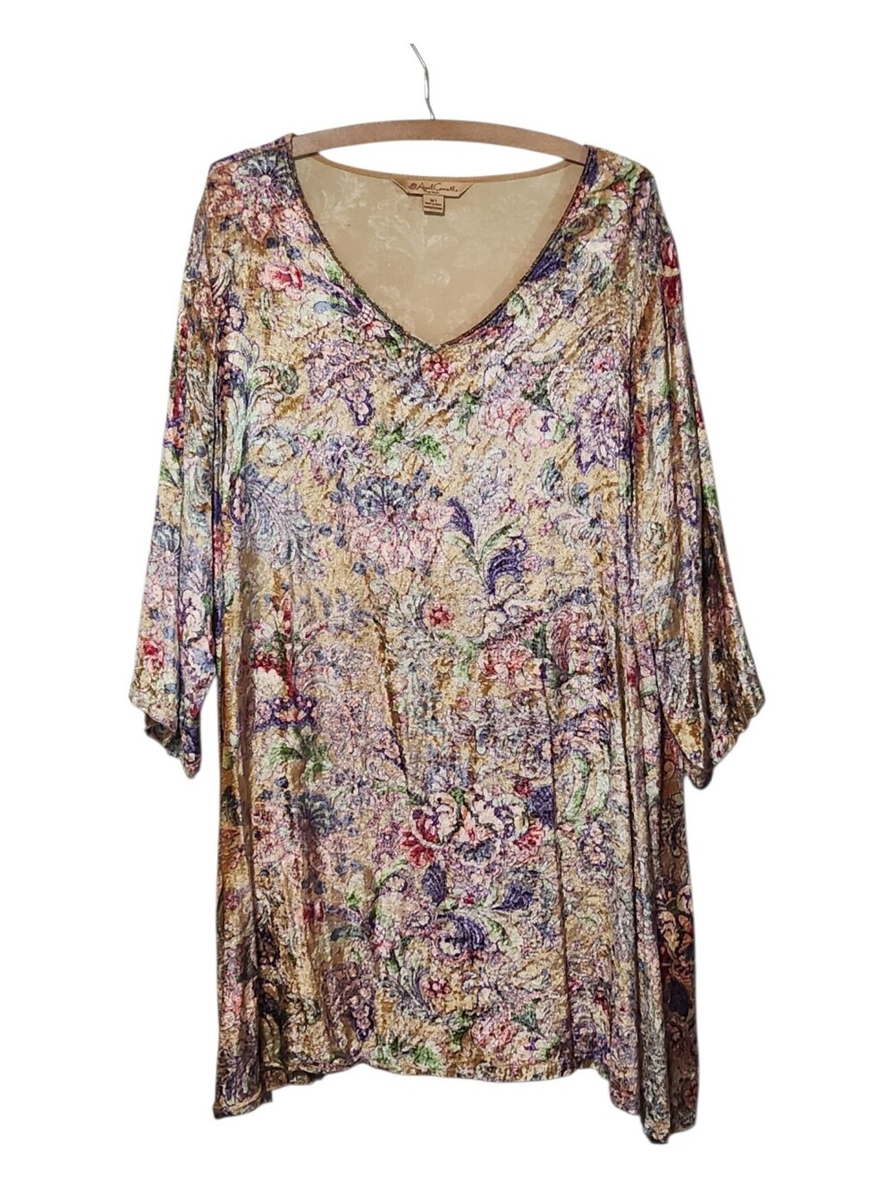 Vintage April Cornell Crushed Velvet Floral Tapestry Tunic Size 1X